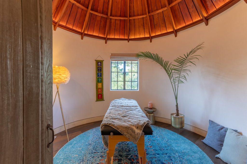Domed interior room with pool in the historic Castle House restoration, Carmel